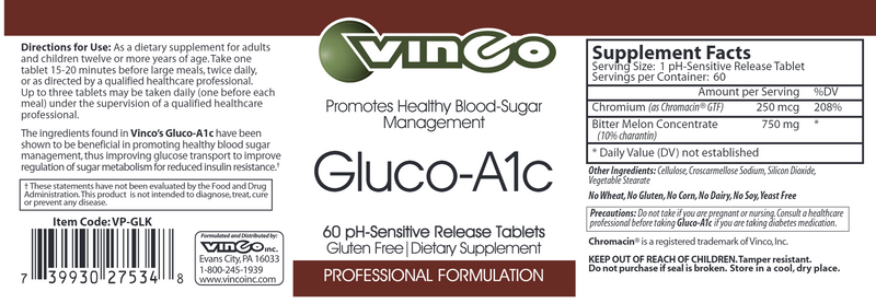 Gluco-A1 (Vinco) Label