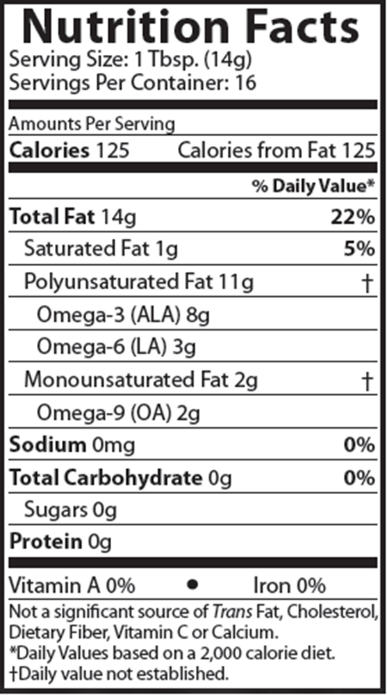 Gold Flax Seed Oil Organic (Foods Alive) Nutrition Facts