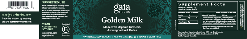 Golden Milk (Gaia Herbs) Label