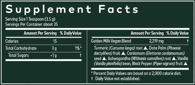 Golden Milk (Gaia Herbs) supplement facts