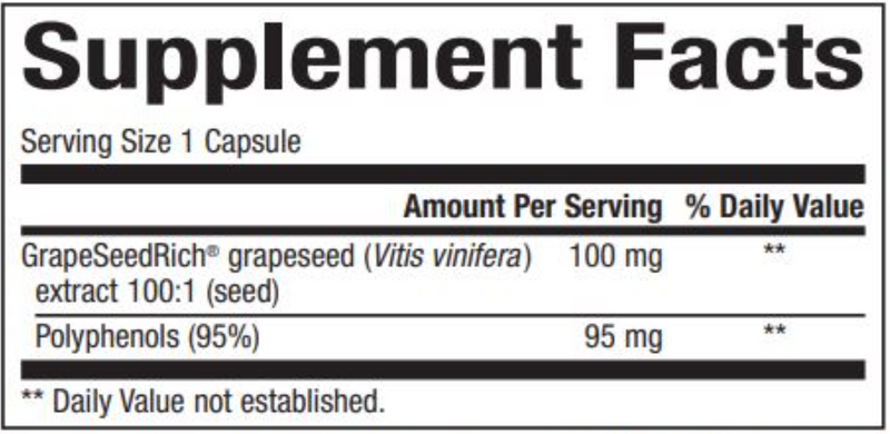 Grape Seed Extract 100 mg (Natural Factors) Supplement Facts