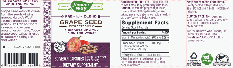 Grape Seed 100 mg (Nature's Way) Label