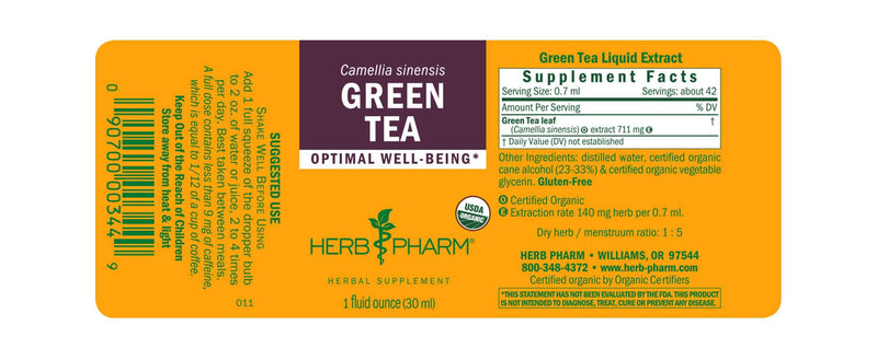 Green Tea 1oz label | Herb Pharm