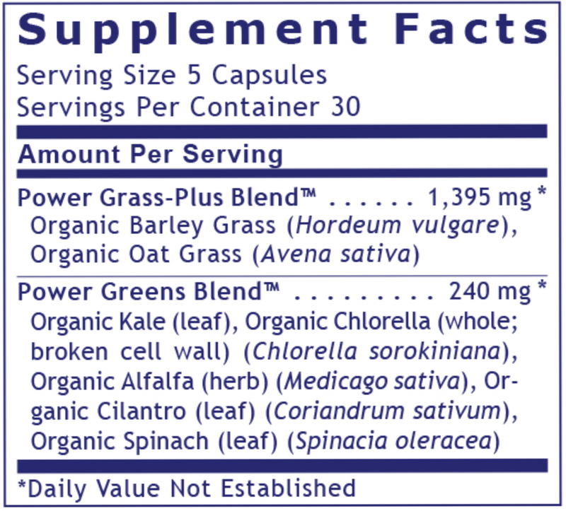 Greens Caps Premier (Premier Research Labs) Supplement Facts