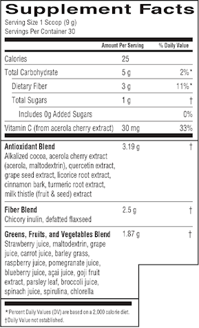 Greens Chocolate Silk (Barlean's Organic Oils) supplement facts