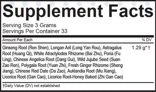 Gui Pi Tang (Bio Essence Health Science) Supplement Facts