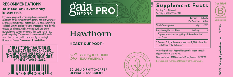 Hawthorn (Gaia Herbs Professional Solutions) Label