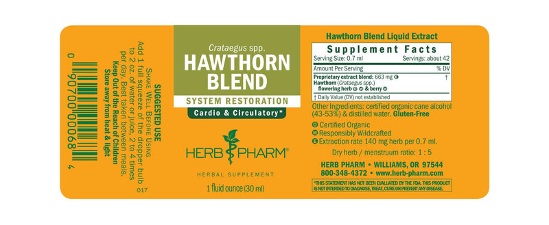 Hawthorn Blend 1oz label | Herb Pharm