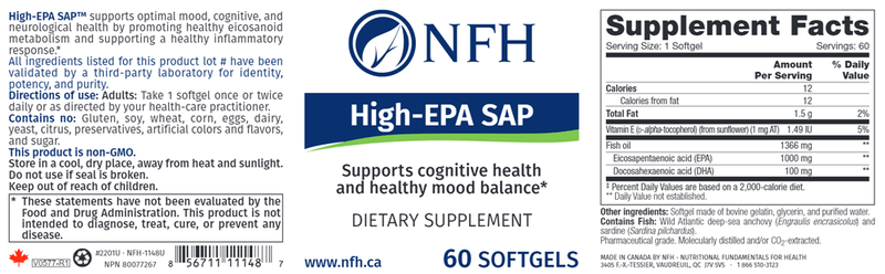 High EPA SAP (NFH Nutritional Fundamentals) Label