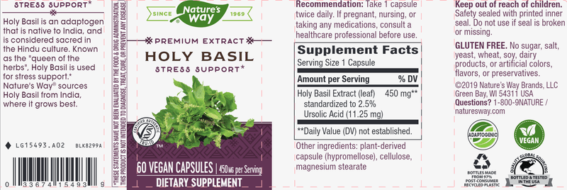 Holy Basil (Nature's Way) Label