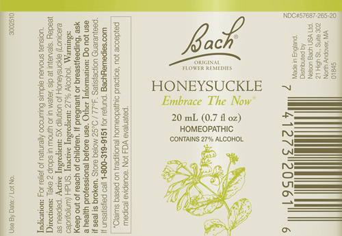 Honeysuckle Flower Essence (Nelson Bach) Label