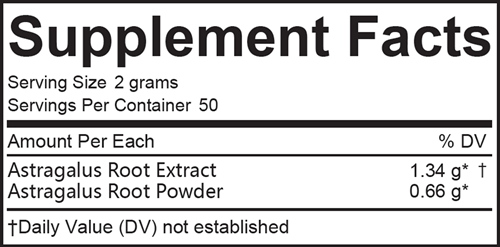 Huang Qi (Astragalus) (Bio Essence Health Science) Supplement Facts