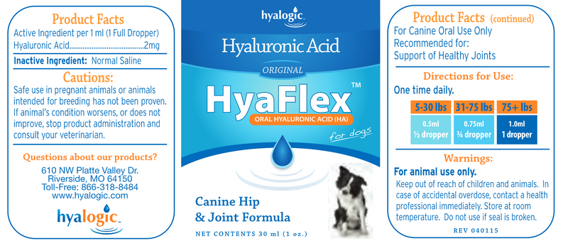 Hyaflex Liquid HA for Dogs (Hyalogic) Label