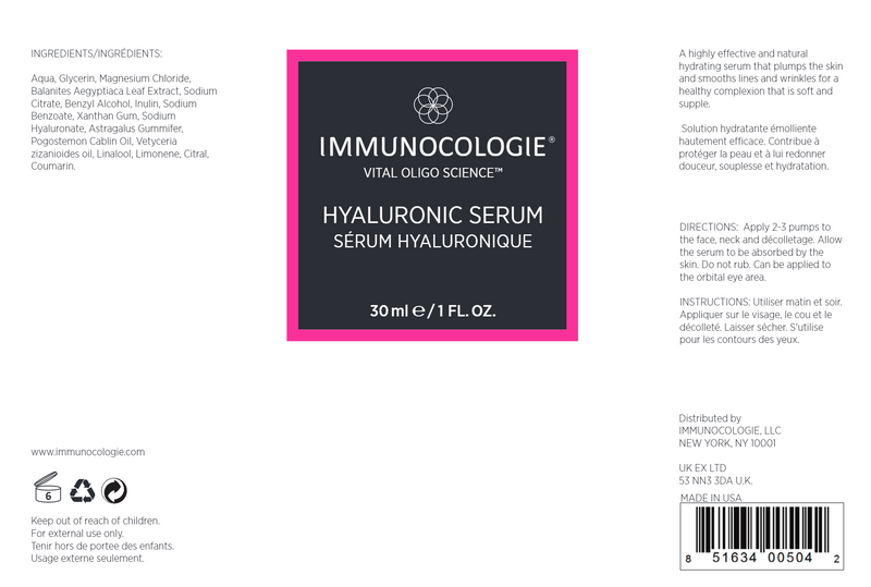 Hyaluronic Serum (Immunocologie Skincare) Label