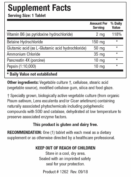 Hydro-Zyme (Biotics Research) Supplement Facts