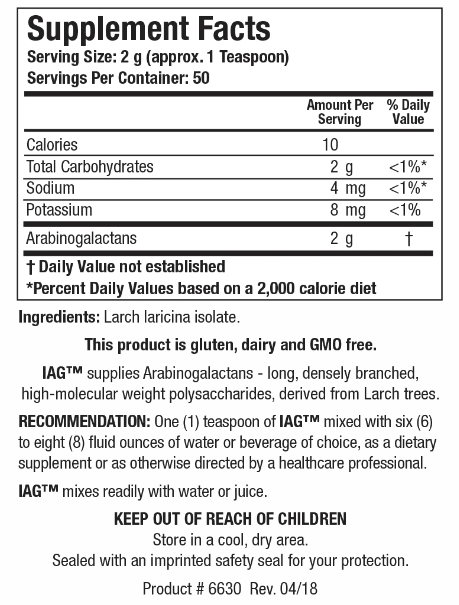 IAG (Biotics Research) Supplement Facts