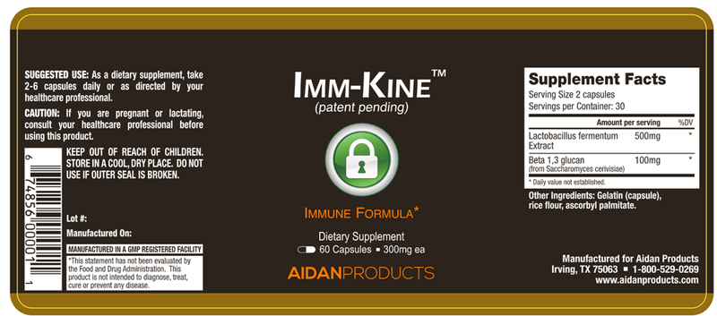 Imm-Kine (Aidan Products) Label