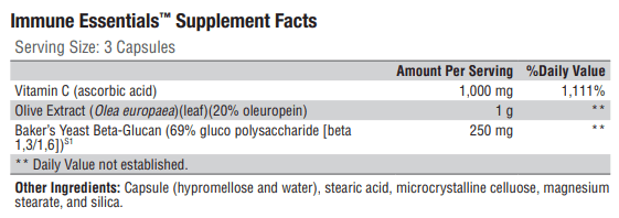 Immune Essentials (Xymogen) Supplement Facts