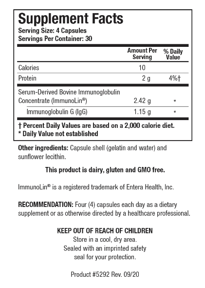 Immuno-gG SBI (Biotics Research) Supplement Facts