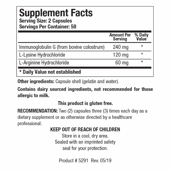 Immuno-gG (Biotics Research) Supplement Facts