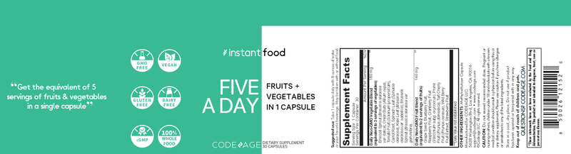 InstantFood Five a Day Codeage Label