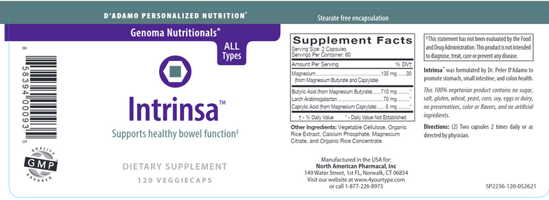 Intrinsa (D'Adamo Personalized Nutrition) Label