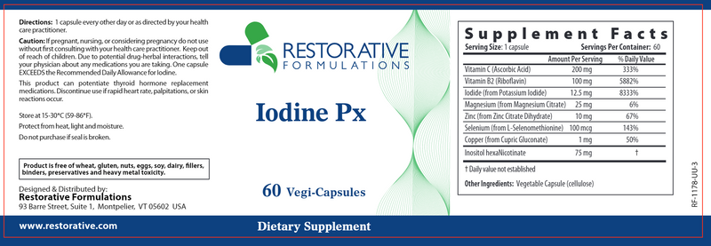 Iodine Px (Restorative Formulations) Label