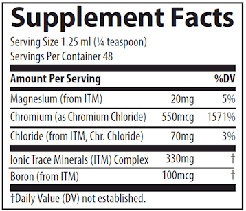 Ionic Chromium Trace Minerals Research supplement facts