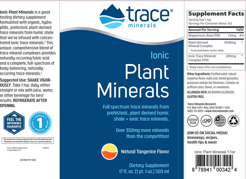 Ionic Plant Minerals Trace Minerals Research label