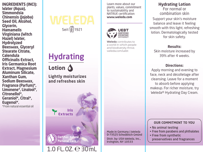 Iris Hydrating Facial Lotion (Weleda Body Care) Label