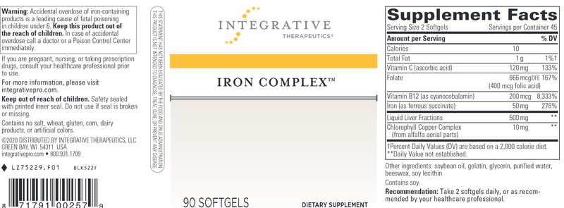 Iron Complex (Integrative Therapeutics) Label