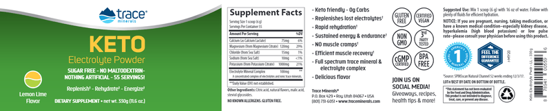 Keto Electrolyte Powder Trace Minerals Research label