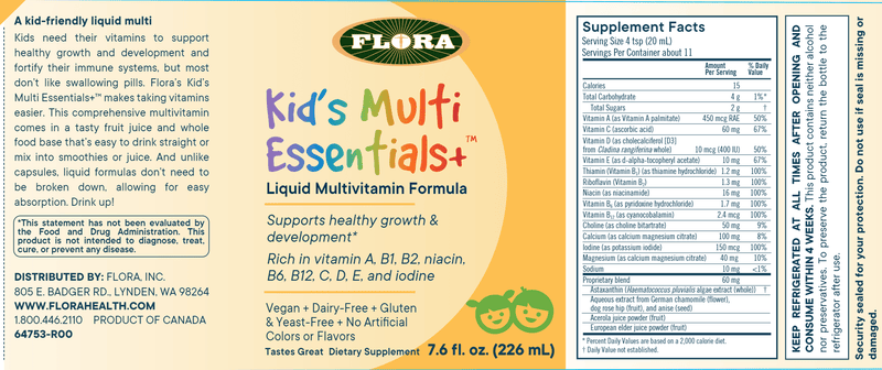 Kid's Multi Essentials+ (Flora) Label