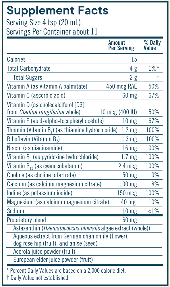 Kid's Multi Essentials+ (Flora) Supplement Facts