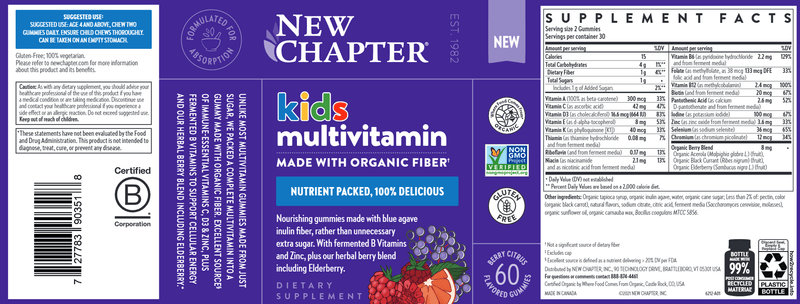 Kid's Multivitamin Gummies (New Chapter) Label