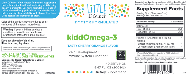 KiddOmega-3 (Little Davinci) Label