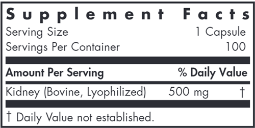 Kidney Beef (Allergy Research Group) supplement facts