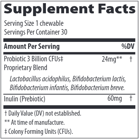 Kids Chewable Probiotic Trace Minerals Research supplement facts