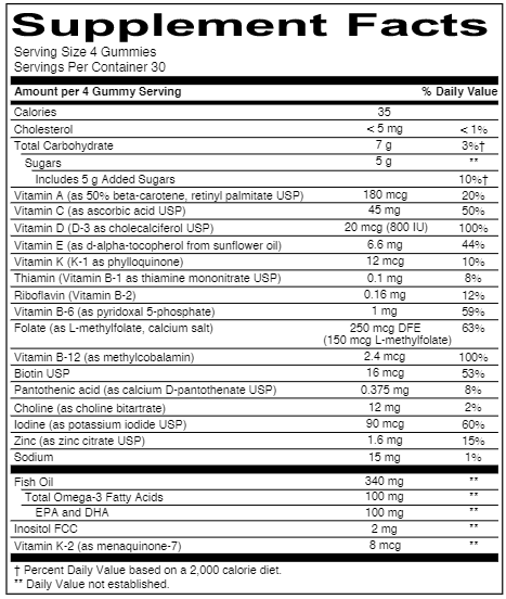 Kids Formula Cherry Berry (SmartyPants Vitamins) Supplement Facts