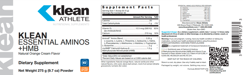 Klean Aminos + HMB (Douglas Labs) Label