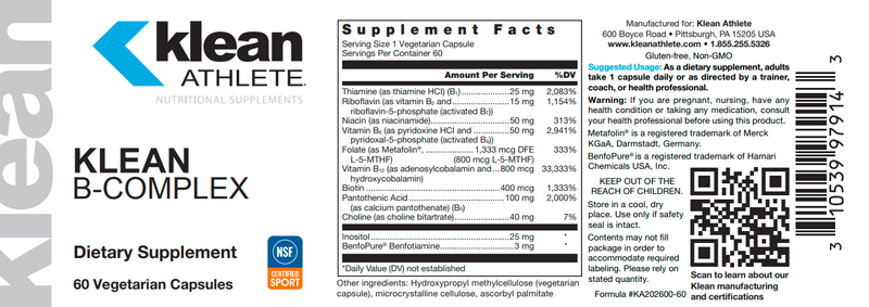 Klean B-Complex (Douglas Labs) Label