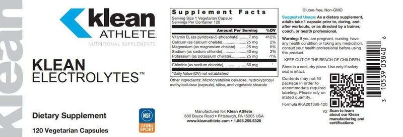 Klean Electrolytes (Douglas Labs) Label