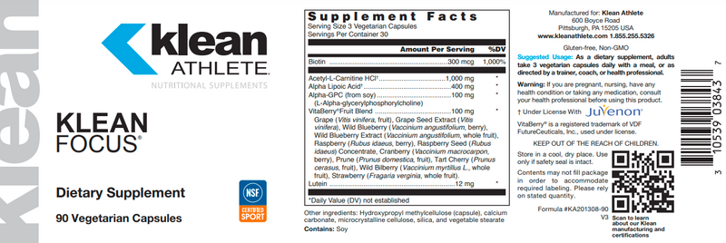 Klean Focus (Douglas Labs) Label