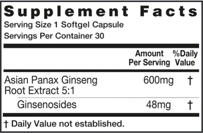 Koregin 600 mg supplement facts (Health Aid America)