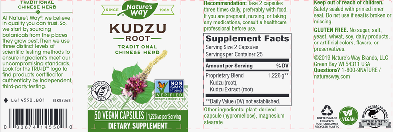 Kudzu Root 613 mg (Nature's Way) Label