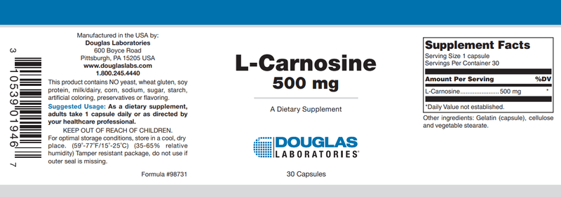 L-Carnosine (Douglas Labs) Label