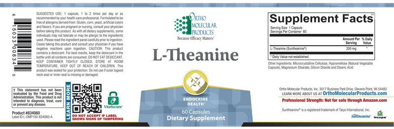 L-THEANINE (Ortho Molecular) Label