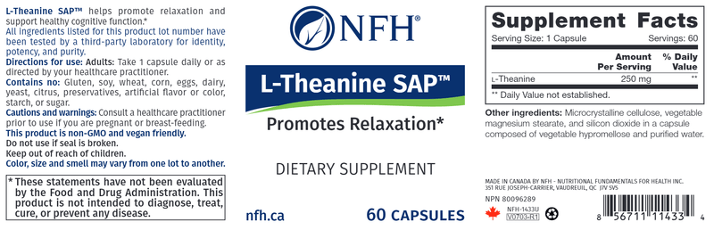 L-Theanine SAP (NFH Nutritional Fundamentals) Label