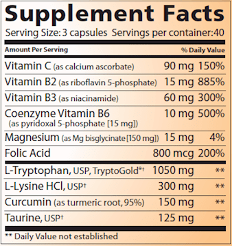 L-Tryptophan Complete 120 caps (Lidtke) supplement facts