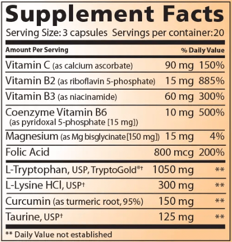 L-Tryptophan Complete 60 caps (Lidtke) supplement facts